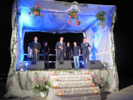 Sprejem udeležencev XII. mednarodnega spusta murskih ladij -Mura 2014, na Gibini 16